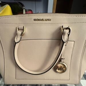 Michael Kors Beige Tote Bag with Gold Accents